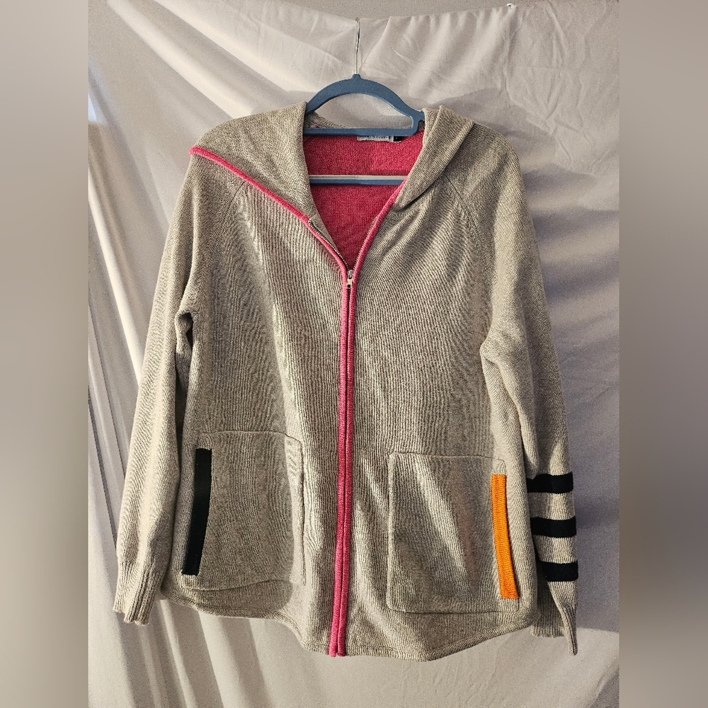Zacket & Plover Womens Lg Full Zip Hoodie Colorblock Cashmere Pink Grey‎